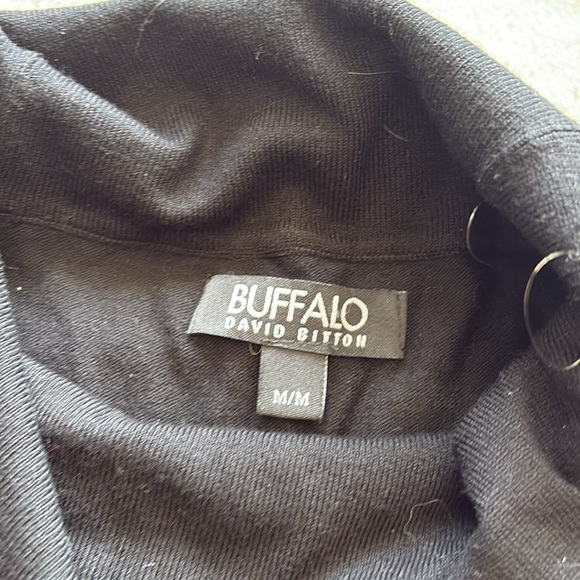 BUFFALO David Bitton Long Sleeve Shoulder Cut out Black Turtleneck Top - Picture 4 of 7